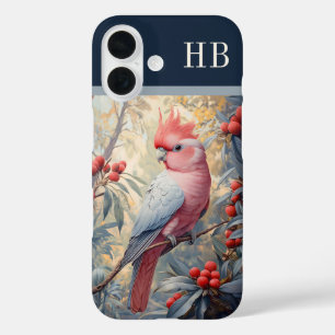 Coque Pour iPhone 16 Galah Cockatoo Parrot Monogramme Personnalisé