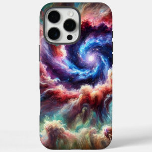 Coque iPhone 16 Pro Max Galaxie cosmique colorée avec Nebula radiante