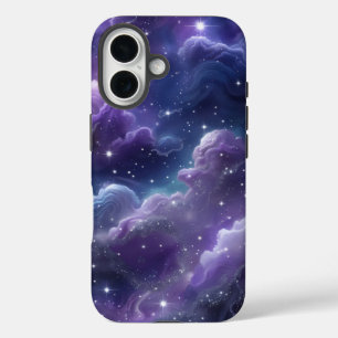 Coque Pour iPhone 16 Galaxie cosmique violette avec étoiles scintillant