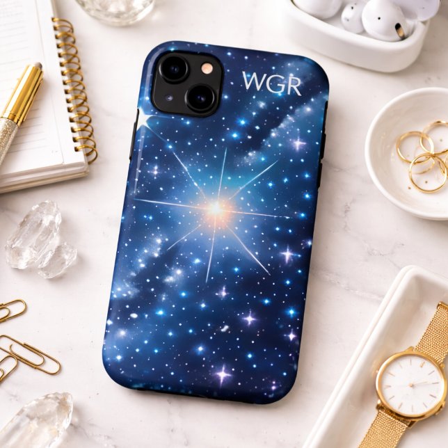 Coques Case-Mate iPhone Galaxie d'étoiles dans l'espace Monogramme  (Créateur téléchargé)