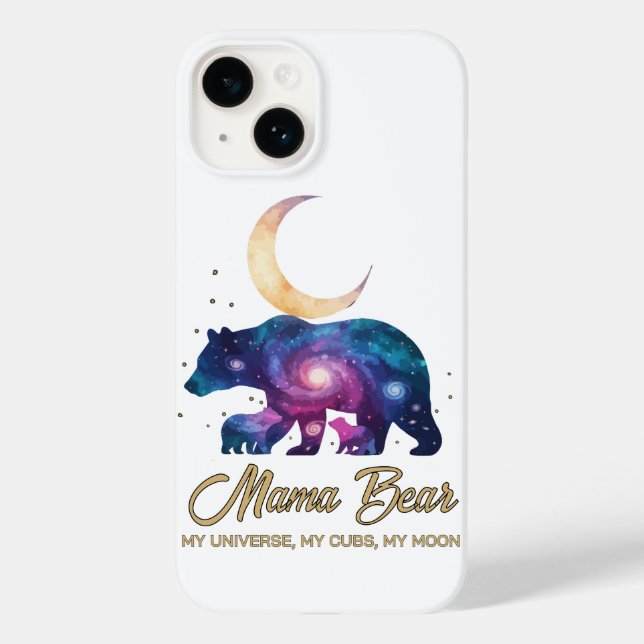 Coques Case-Mate iPhone Galaxie silhouette de Maman Ourse et ses oursons s (Verso)