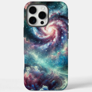 Coque iPhone 16 Pro Max Galaxie spirale nébuleuse cosmique colorée et étoi