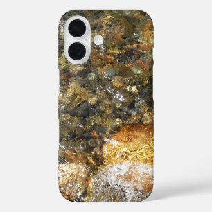 Coque Pour iPhone 16 Galets brun et gris usés par la rivière Abstrait n