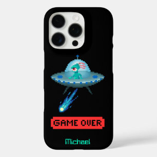 Coque iPhone 16 Pro "Game Over" Alien volant un vaisseau spatial OVNI,