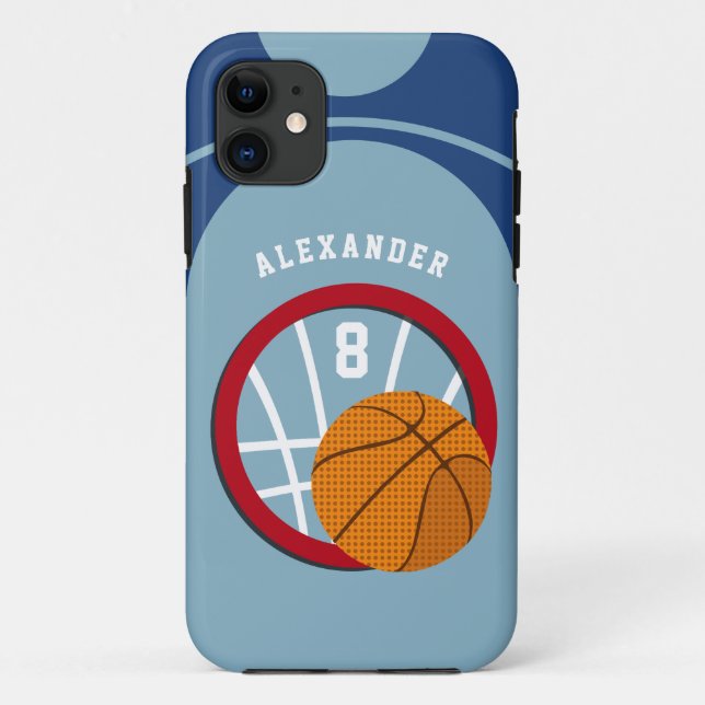 Coques Case-Mate iPhone Garçon Ado Kids Basketball Court Ball Hoop Blue No (Dos)