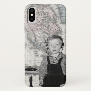Coque iPhone X Garçon Avec Crystal Radio Set Carte