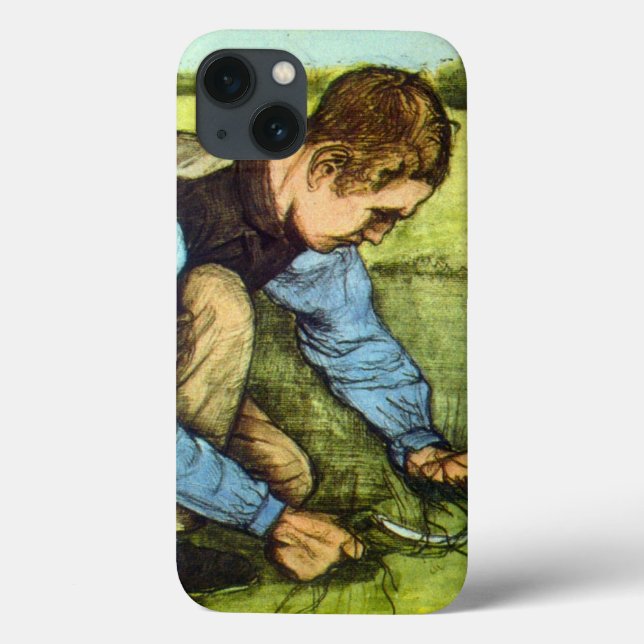 Coques Case-Mate iPhone Garçon coupant de l'herbe avec une faucille par Vi (Verso)
