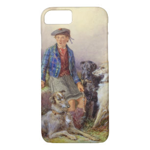 Coque Case-Mate iPhone Garçon écossais avec des chiens-loup dans un