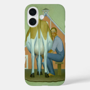 Coque Pour iPhone 16 Garçon traçant une vache par Grant Wood