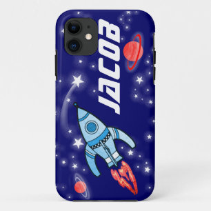 Coque Case-Mate Pour iPhone Garçons bleus de fusée spatiale de 5 lettres nommé