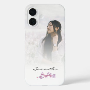 Coque Pour iPhone 16 Garde de photo botanique à l'aquarelle rose