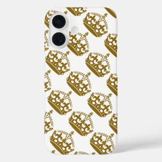Coque Pour iPhone 16 Garde ton calme et continue Couronne dorée sur fon