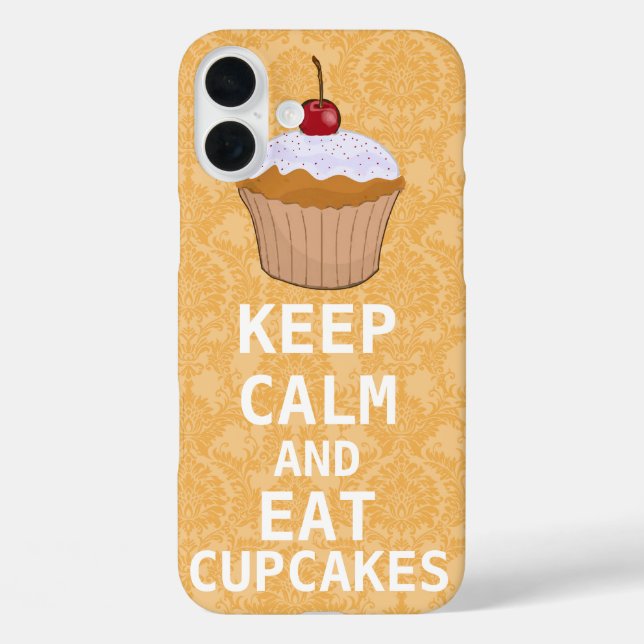 Coques Case-Mate iPhone GARDER CALME ET Manger Cupcakes Coral Damask (Verso)