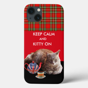 COQUES POUR iPhone GARDEZ CALME ET LA CUISINE SUR, TARTAN ROUGE TÊTE