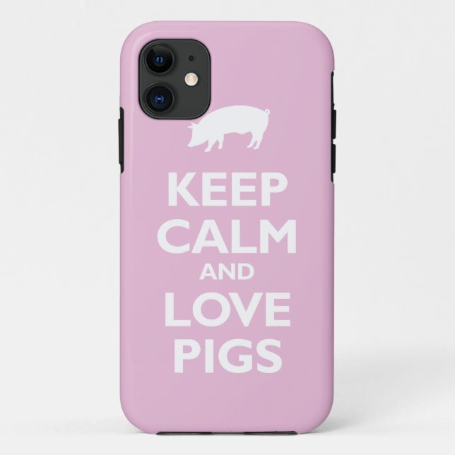 Coques Case-Mate iPhone Gardez le calme et aimez les porcs (rose-clair) (Dos)