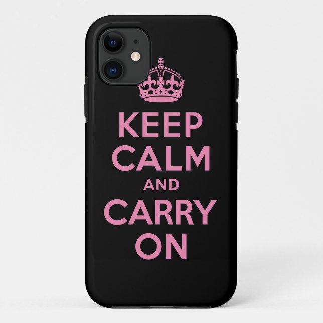 Coques Case-Mate iPhone Gardez le calme et continuez le rose et le noir (Dos)