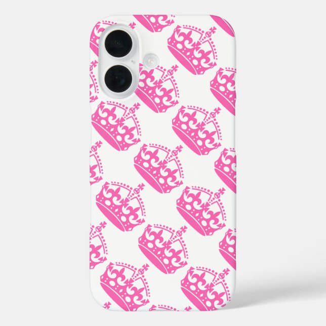 Coques Case-Mate iPhone Gardez le calme et continuez sur la couronne rose  (Verso)