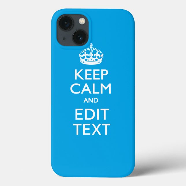 Coques Case-Mate iPhone Gardez le calme et votre texte sur Sky Blue Arrièr (Verso)