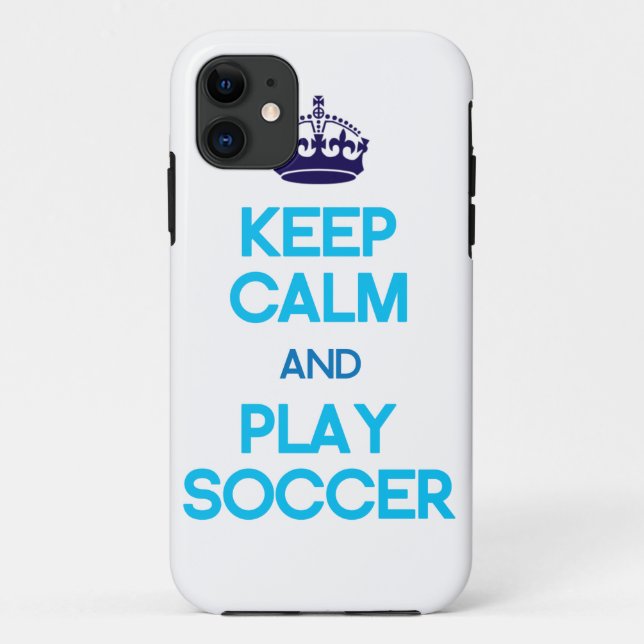 Coques Case-Mate iPhone Gardez le football de calme et de jeu (bleu) (Dos)