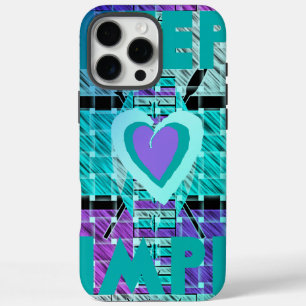 Coques iPhone 16 Pro Max Gardez-le simple : Cyan Heart & Clarity Art Motif