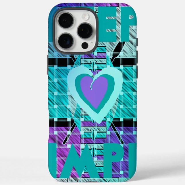 Coques Case-Mate iPhone Gardez-le simple : Cyan Heart & Clarity Art Motif (Verso)