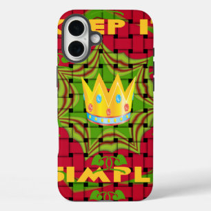 Coques iPhone 16 Plus Gardez-le simple : Gratuit Rouge Tissé imprimé Flo