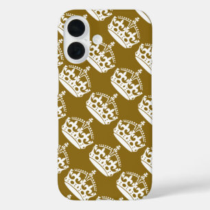 Coque Pour iPhone 16 Gardez votre calme et continuez Blanc Couronne sur