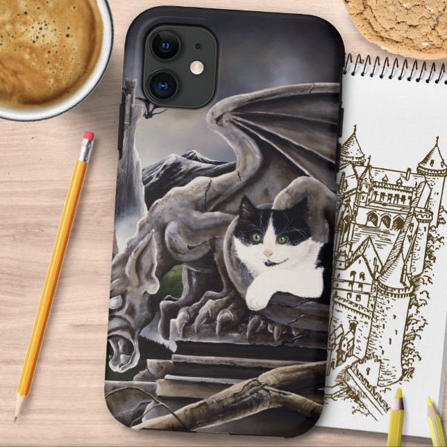 Coques Case-Mate iPhone Gargoyle noir blanc château (Créateur téléchargé)