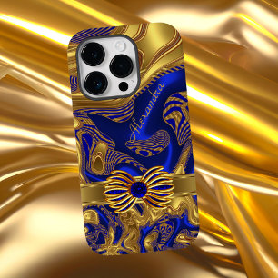 Coque Case-Mate iPhone Garniture élégante abstraite bleu or