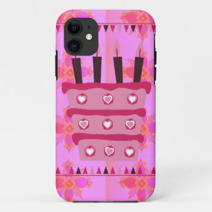 Coque iPhone 11 Gâteau d'anniversaire floral pour elle / Filles Ar