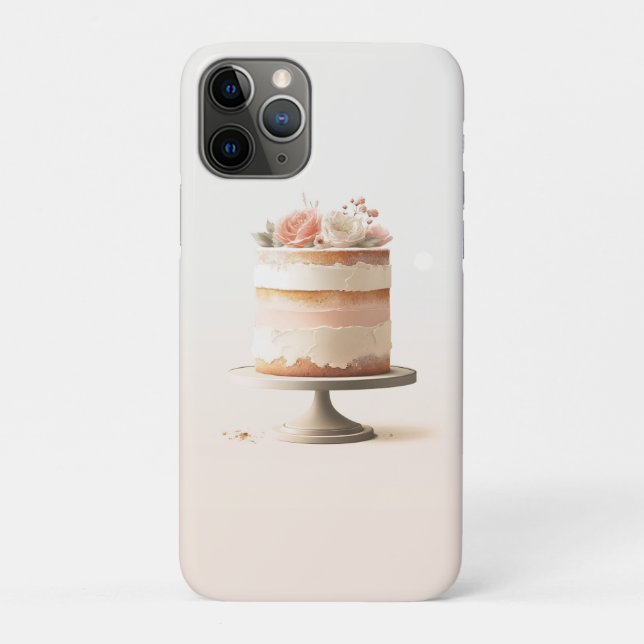 Coques Case-Mate iPhone Gâteau Floral Élégant Rose Pêche Cuisine Boulanger (Dos)