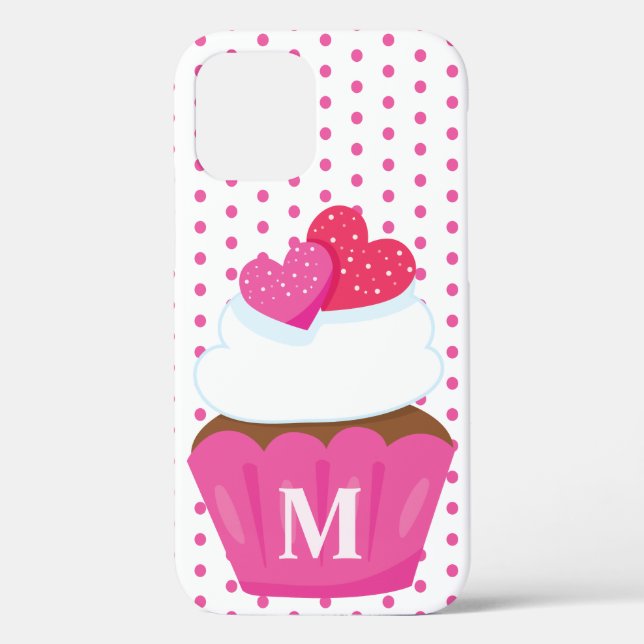 Coques Case-Mate iPhone Gâteau Monogram Love Hearts Cupcake à pois pour la (Verso)