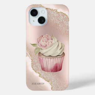 Coque Case-Mate iPhone Gâteau rose chic doré pailleté marbré