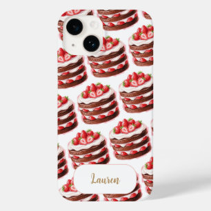 Coque Case-Mate iPhone Gâteaux au chocolat et à la fraise, nom personnali
