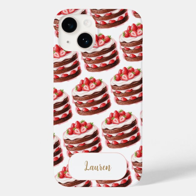 Coques Case-Mate iPhone Gâteaux au chocolat et à la fraise, nom personnali (Verso)