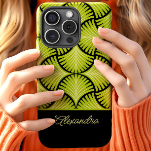 Coque Case-Mate iPhone Gatsby Palmiers Rétro Noir Vert Nom Script 1920