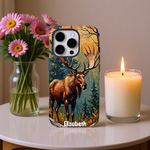 Coque iPhone 16 Pro Géant forestier : orignal et pics