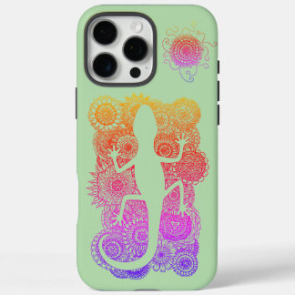 Coque iPhone 16 Pro Max Gecko est assis sur Mandala Fleurs
