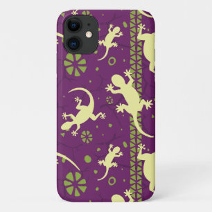 Case-Mate iPhone Case Gecko Lizards Ethnic Purple Green Motif