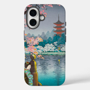 Coque Pour iPhone 16 Geisha et Cherry Tree, Ueno Park paysage japonais