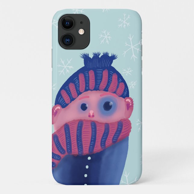 Coques Case-Mate iPhone Gel De L'Enfant Avec Casquette Et Écarf En Hiver F (Dos)