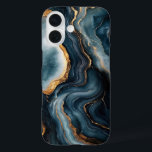 Coque Pour iPhone 16 Géode d'Agate avec or et marbre bleu marine<br><div class="desc">iPhone 16 coque avec un design géode agate époustouflant avec des accents bleu marine et doré,  ajoutant une touche de luxe et d'élégance à votre appareil.</div>