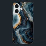 Coque Pour iPhone 16 Géode d'Agate avec or et marbre bleu marine<br><div class="desc">iPhone 16 coque avec un design géode agate époustouflant avec des accents bleu marine et doré,  ajoutant une touche de luxe et d'élégance à votre appareil.</div>