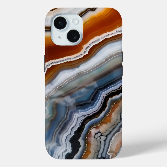 Coques Case-Mate iPhone Géode d'agate orange terre cuite blanc noir bleu (Verso)