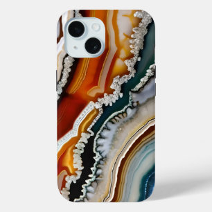 Coque Case-Mate iPhone Géode d'agate rouge orange blanc noir bleu