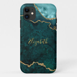 Case-Mate iPhone Case Géode d'aquarelle Turquoise de marbre doré