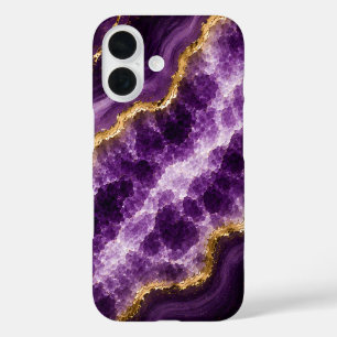 Coque Pour iPhone 16 Géode de marbre d'améthyste de luxe