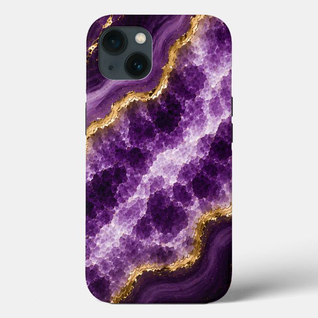 Coques Case-Mate iPhone Géode de marbre d'améthyste de luxe (Verso)