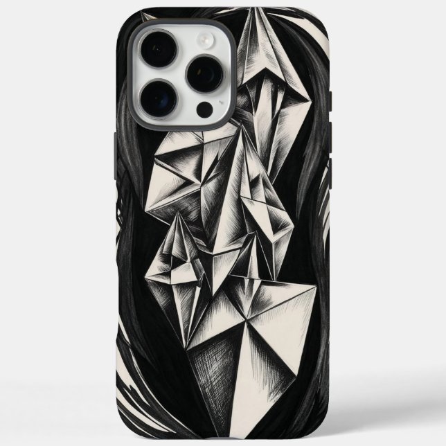 Coques Case-Mate iPhone Geometric Crystal Black and White iPhone Case (Verso)