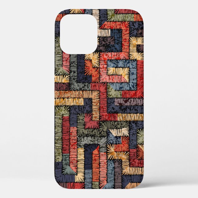 Coques Case-Mate iPhone Géométrie brodée, texture ethnique (Verso)